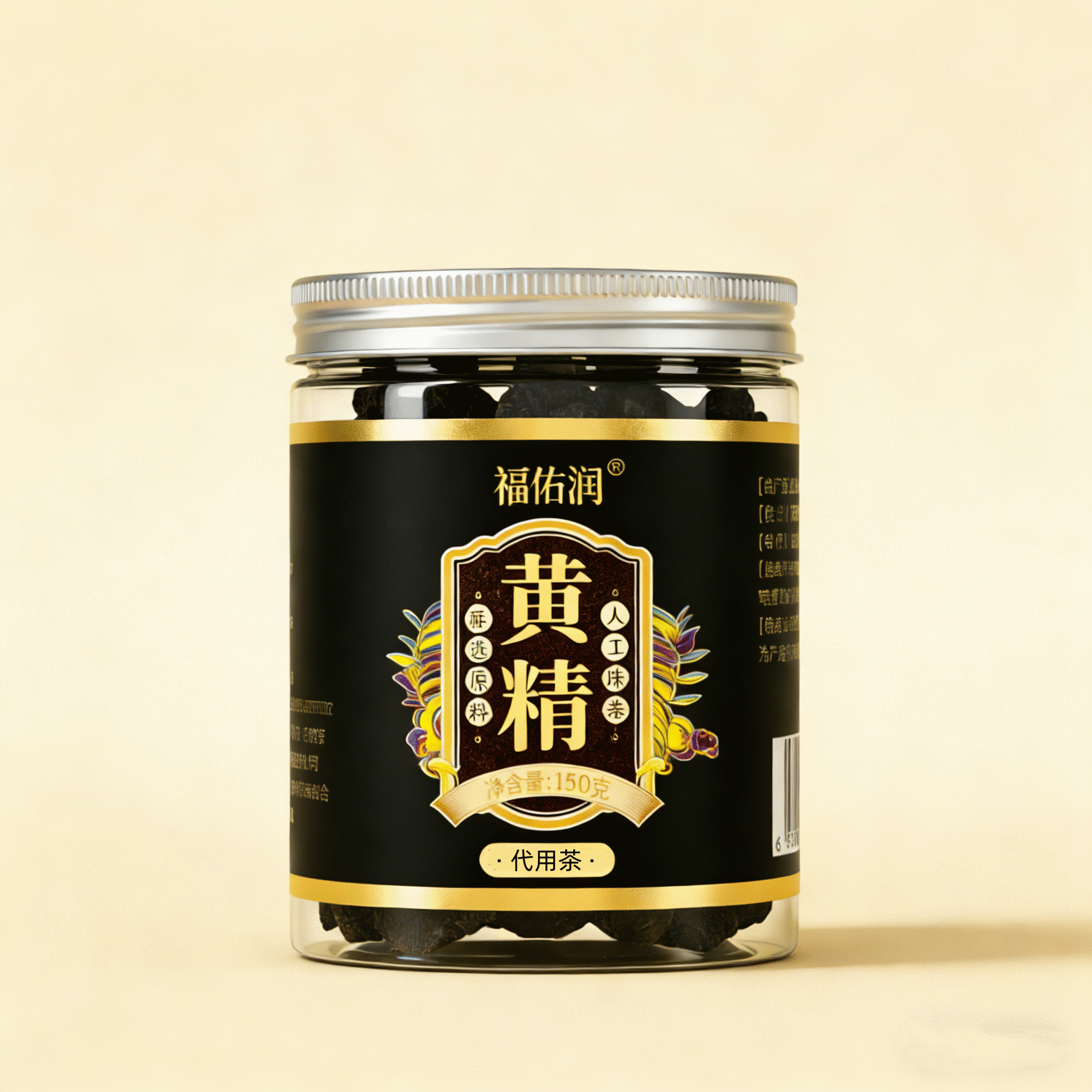 福佑润九蒸九晒炙熟黄高品质九华山制黄精野生中药材正品特级泡酒 制黄精150克九蒸九晒 150g*1罐