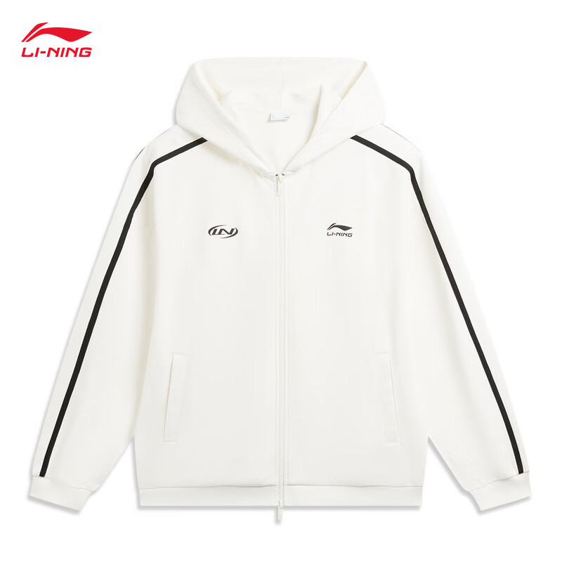 李宁开衫连帽卫衣男女同款新款复古休闲舒适百搭运动卫衣AWDW357