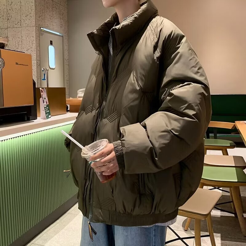 迪伽达冬季美式复古立领棉服男潮牌时尚休闲宽松加厚保暖棉衣棉袄外套男 RCXQ-885绿色 L