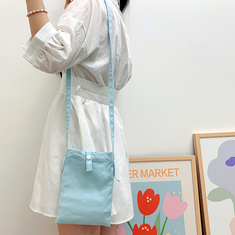 【优选直发】简约纯色小众斜挎帆布小包包随身便携手机包女斜挎放 白色