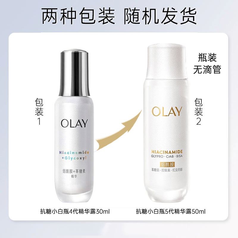 玉兰油(OLAY)抗糖精华小白瓶4代烟酰胺美白淡斑痘印保湿亮肤旅行小样女友礼物 【正装】抗糖小白瓶共60ml