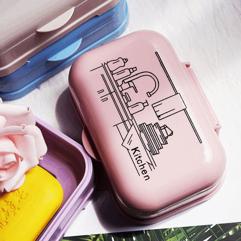 【工厂发货】家用免打孔肥皂盒学生宿舍卫生间肥皂盒架带盖大号沥 皂盒 紫色1个