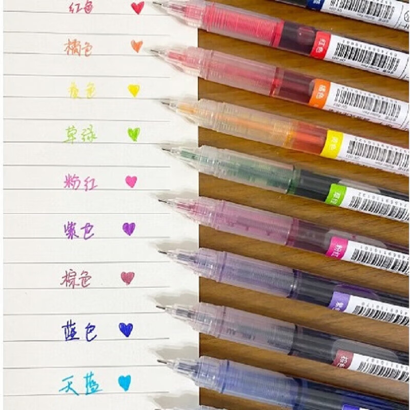 【甄选严选】直液式中性笔速干大容量走珠笔0.5学生用针管笔刷题笔办公签字笔 黄色