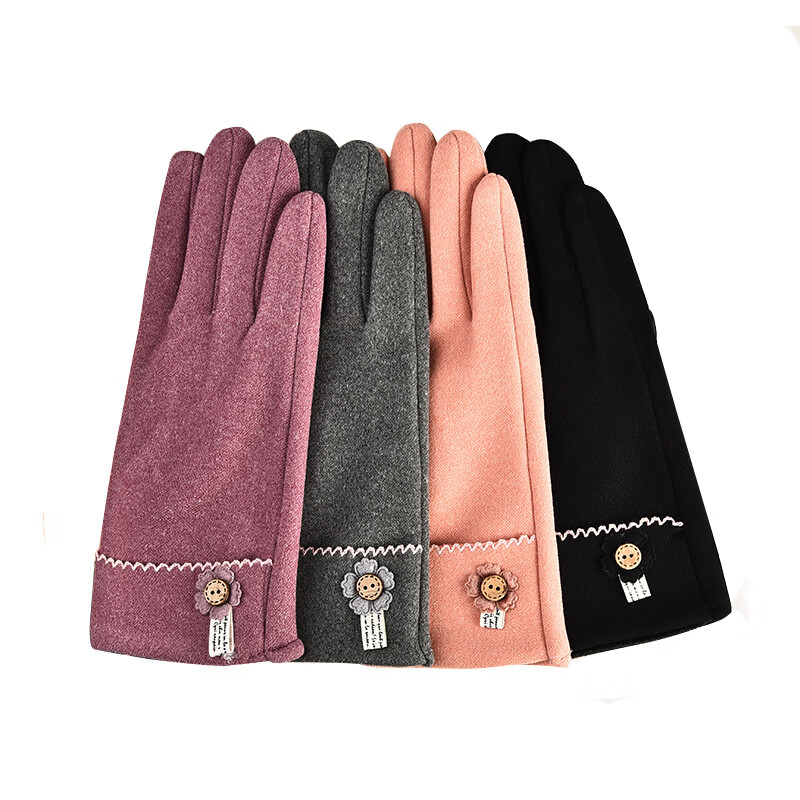 【厂家直发】女保暖手套秋冬手套女士加绒触摸屏手套骑车休闲冬季 红色 均码