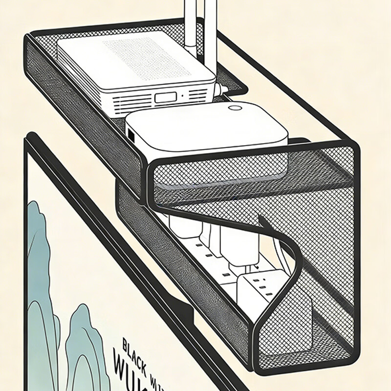 尔思家路由器放置架免打孔客厅置物架挂墙收纳盒电视机机顶盒壁挂托架 白色-30cm