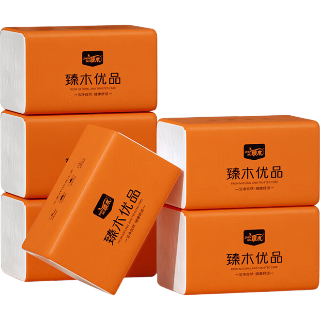 整箱12000张30包抽纸大尺寸餐巾纸面巾纸擦手纸原木家用卫生纸 橙包抽纸400张*3包