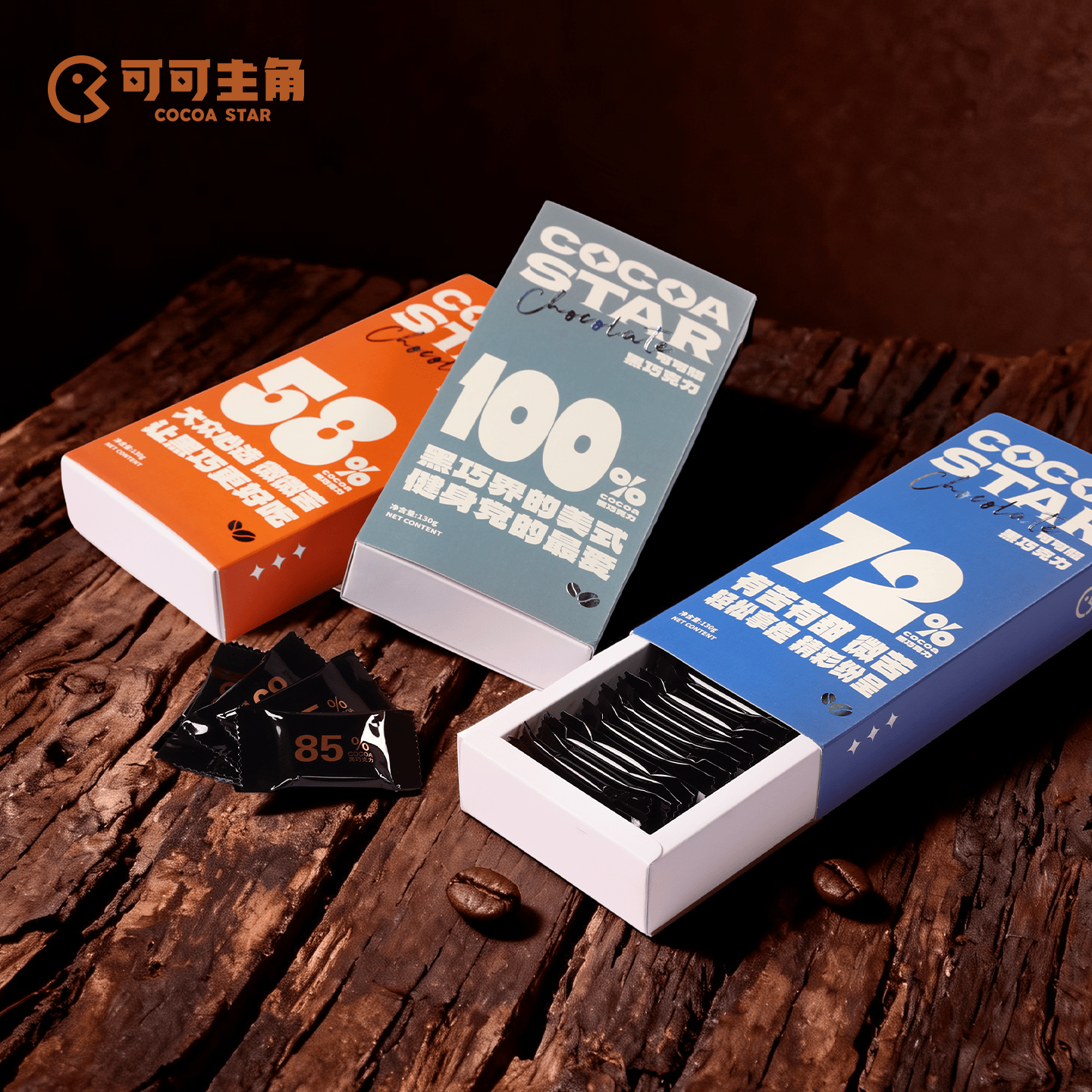 巧克市集巧克力博物馆 可可主角实体店同款 百分比黑 巧克力 日售3000盒   72%+85%两盒（经典款店长推荐）