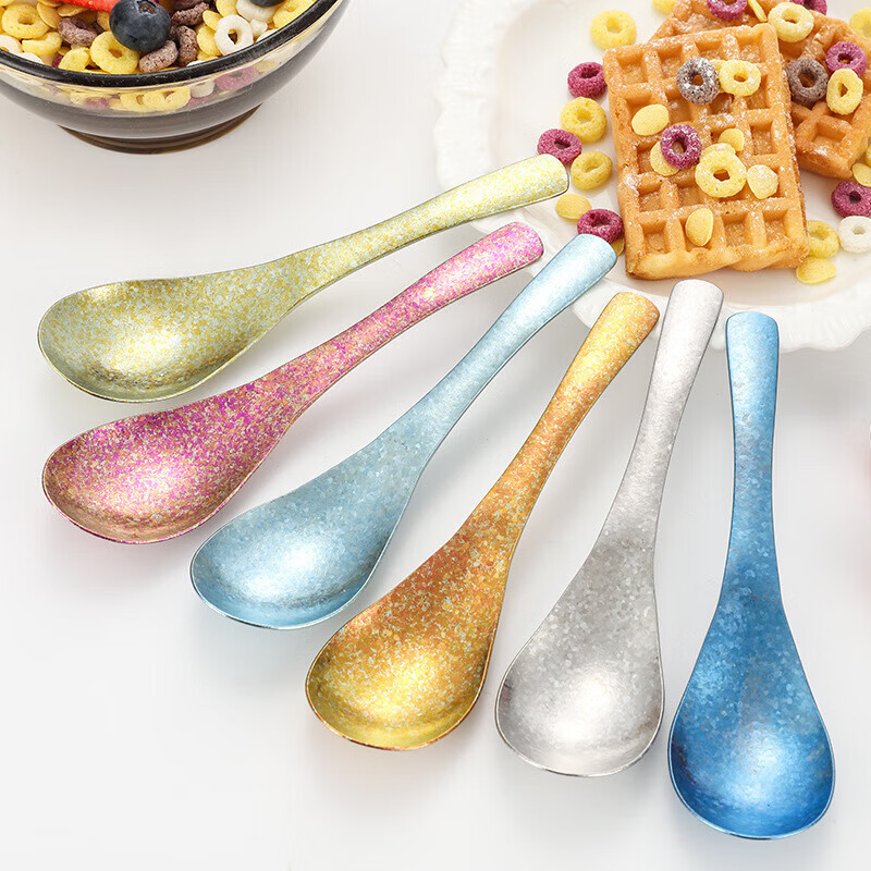 纳有风纯钛筷子家用高档结晶冰花筷抗菌防霉勺叉餐具套装防滑耐高温 纯色钛结晶5双（彩盒装） 5双