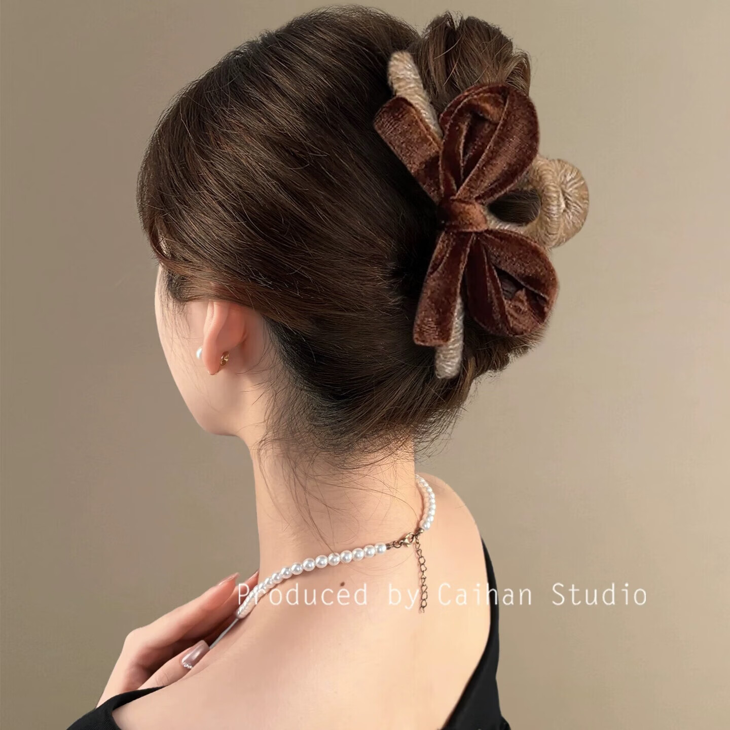 黑色丝绒蝴蝶结抓夹女气质后脑勺鲨鱼夹2025新款高级感发夹子头饰 2个#酒红+蓝色