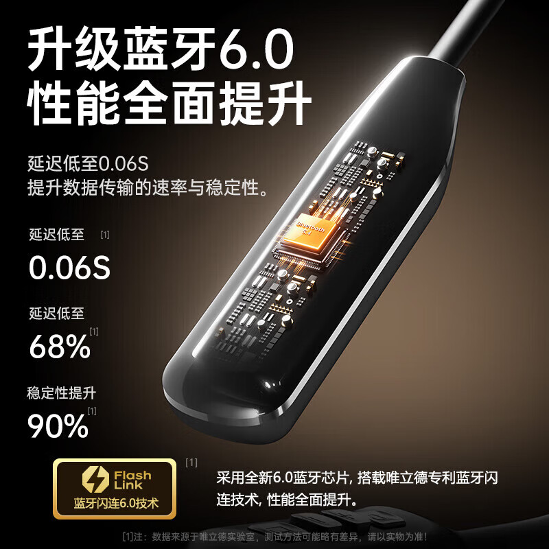 唯立德【久戴不痛丨2026新款】蓝牙耳机挂脖式真无线运动跑步降噪防水防汗耳机HiF音乐耳机 高雅黑 | 不漏音 | 久戴无痛感