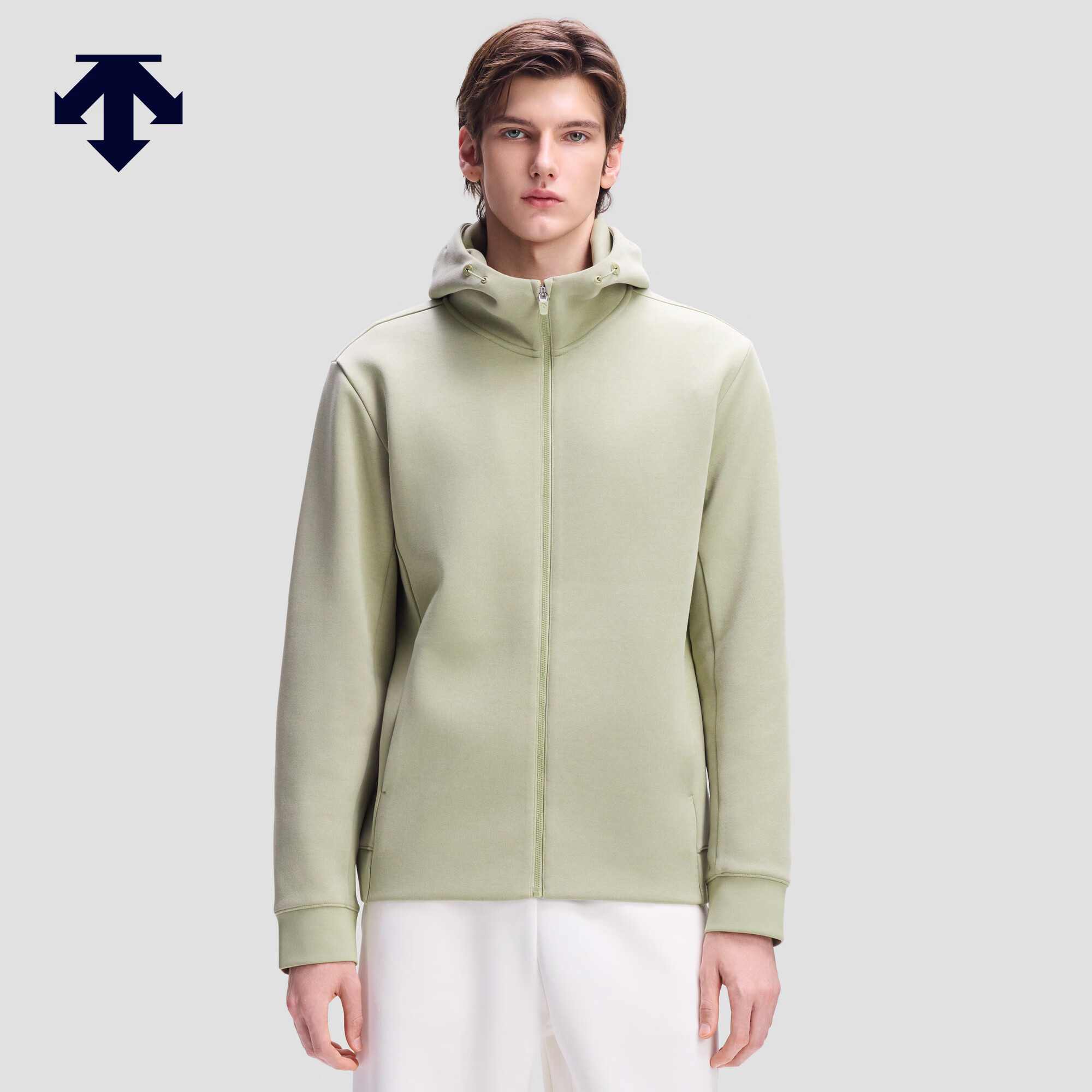 迪桑特（DESCENTE）ESSENTIAL系列男女同款连帽针织运动外套新品 LK-浅卡其色 M (170/92A)