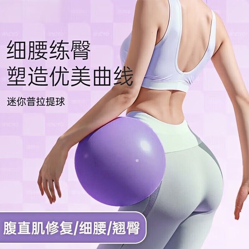 元族瑜伽球加厚普拉提小球盆底肌训练产后核心塑形健身球俞珈器材 熏紫色 【 赠打气套装】