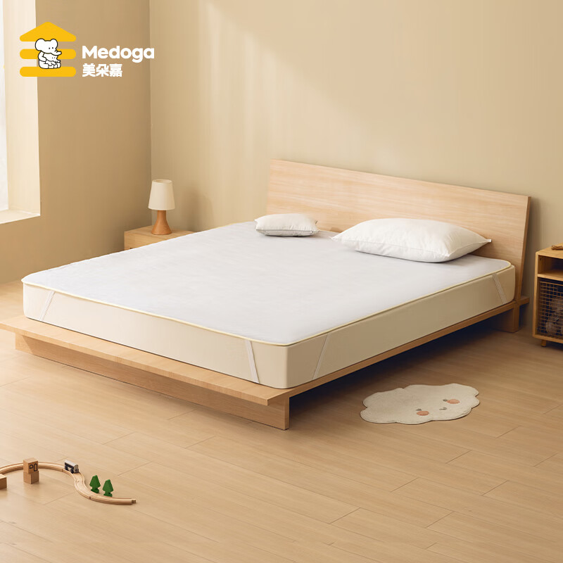 美朵嘉（MEDOGA）冬季加绒床单加厚暖绒绒床垫可水洗通用加绒瞬暖无静电冬天1.5米2 浅灰通用【QQ垫丨瞬暖技术丨可机洗】绑带加固 180cmx200cm
