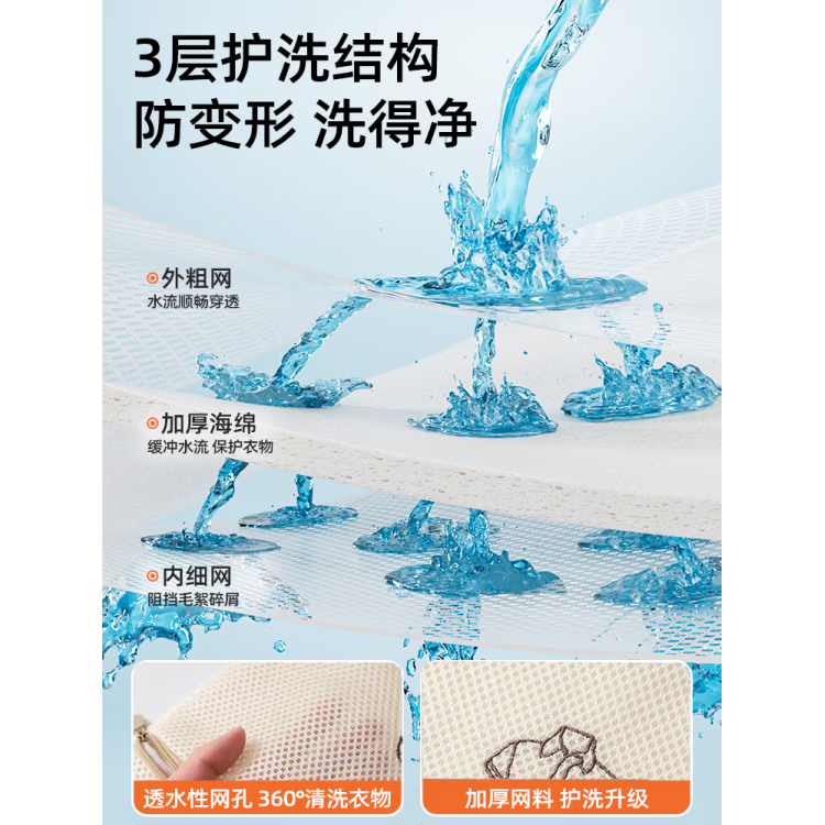 JCZS洗衣袋洗衣机专用防变形家用内衣羊毛衫过滤网袋毛衣羽绒服护洗袋 大号40*50cm(外套)