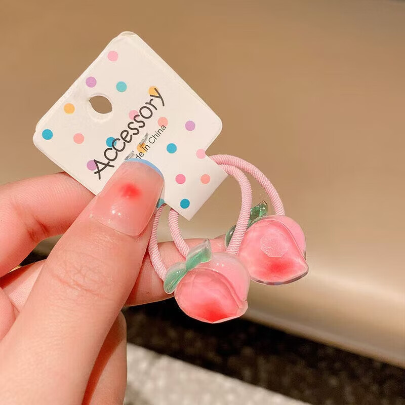 【精选品质】儿童皮筋水果卡通网红不伤发高弹力可爱扎头发圈发绳 1 西瓜发圈1对(带卡纸)