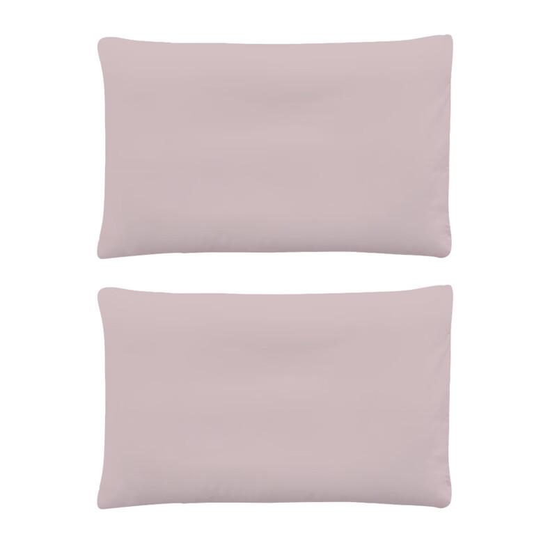 匹鲁枕套A类100%全棉亲肤纯色四季家用可机洗枕头套 微微紫 一对 48cm*74cm