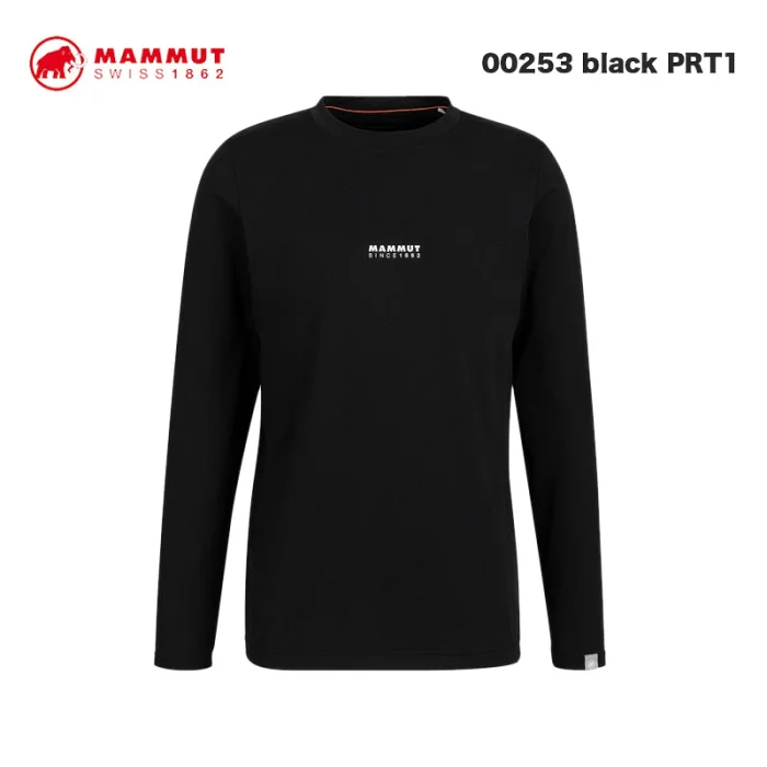 猛犸象（MAMMUT）QD 男士户外运动弹力舒适LOGO圆领速干长袖T恤 日本直邮 00253（黑色1） M