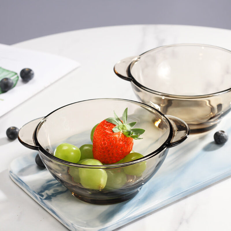 高端冲泡藕粉杯子勺子进早餐杯口燕麦片牛奶杯耐高温玻璃碗微波炉 藕粉双耳碗(2套)