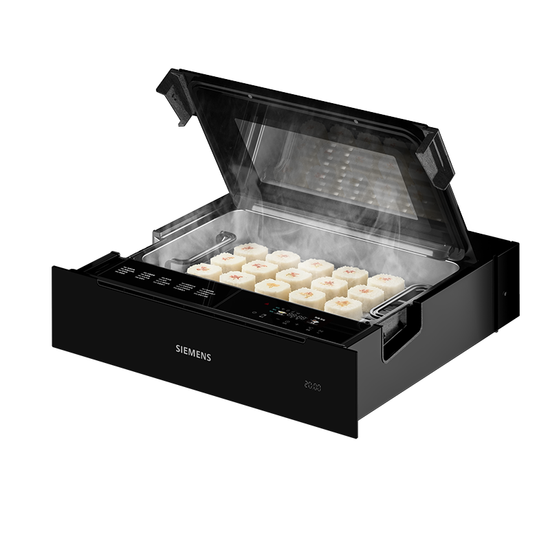 西门子（SIEMENS）【蒸玲珑】抽屉蒸箱 精准控温 超薄机身嵌入式蒸箱BD711C1B1W【五星】