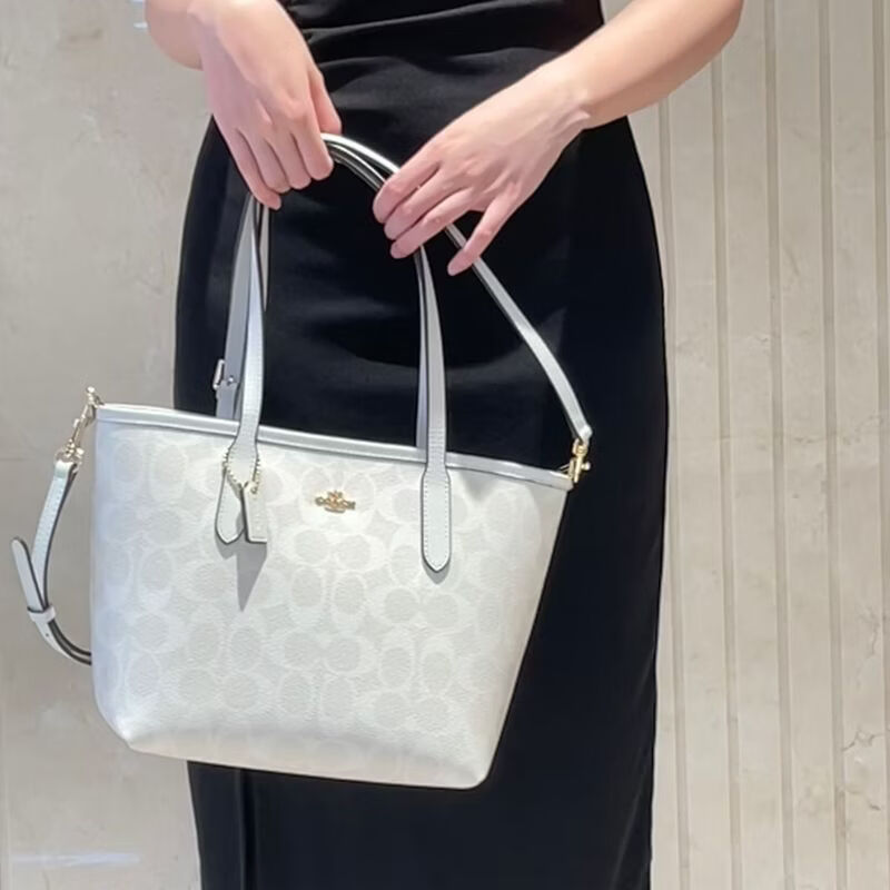 奥莱蔻家City23小托特包经典老花菜篮子单肩手提斜挎通勤时尚女包 老花棕+飞机盒礼袋