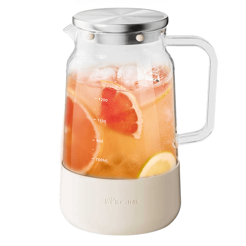 小熊（Bear）家用冷水壶 高硼硅玻璃杯 防烫硅胶底1.8L大容量凉水壶杯子啤酒杯