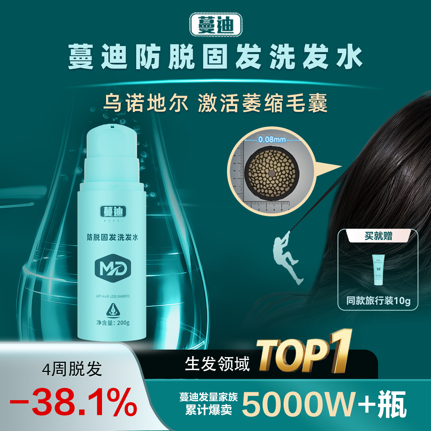 蔓迪防脱固发洗发水200g【乌诺地尔】米诺同源成分养发育发男女士洗头液露