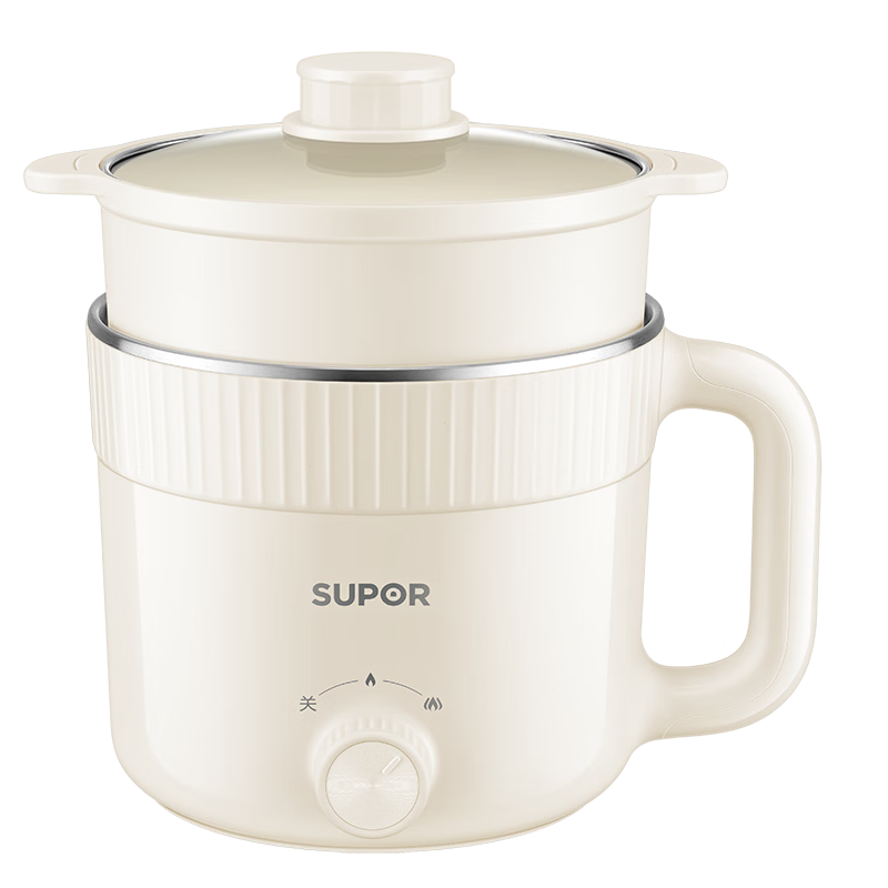苏泊尔（SUPOR）不锈钢电煮锅 0涂层小电蒸锅 多功能家用宿舍泡面小火锅 带蒸屉小炖锅 蒸煮一体电热锅 H17YK589A