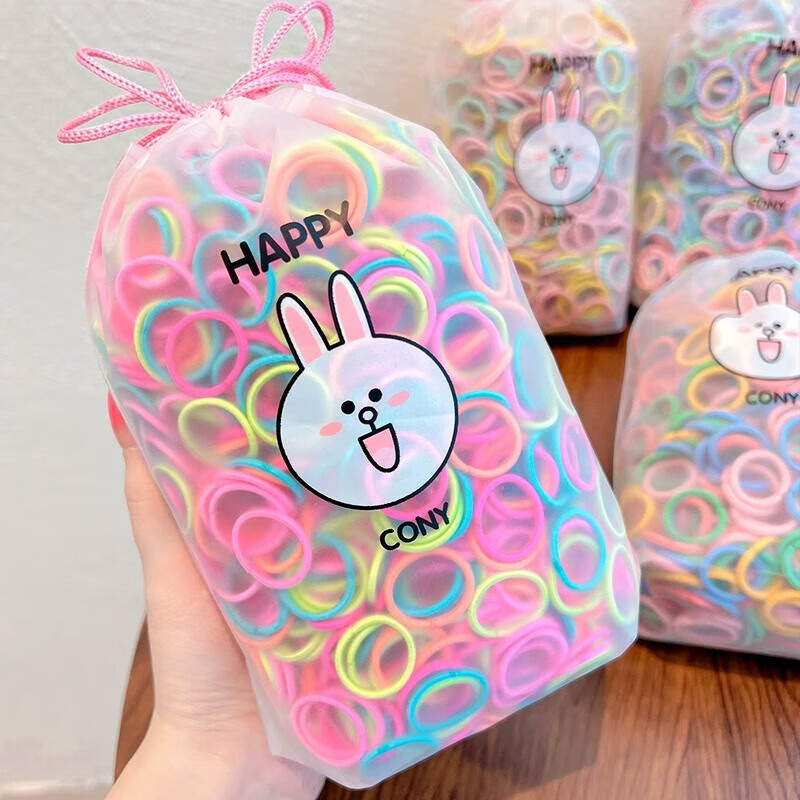 儿童宝宝皮筋不伤发小号扎小啾啾拇指发圈弹性好头饰女童头绳 06春天色500根/包