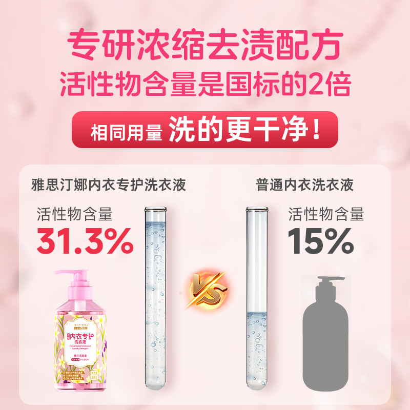 雅思汀娜内衣裤洗衣液洗净老化血渍祛味留香持久抑菌洗内衣裤专用液 300g*1瓶【洗净72H血渍】