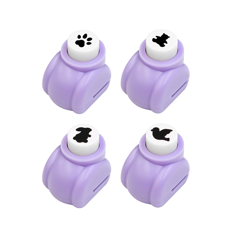 可得優(yōu)手工迷你打花器狗爪小熊創(chuàng)意圖案DIY動物兔子打孔器兒童相冊學(xué)生小號壓花器組合4個裝