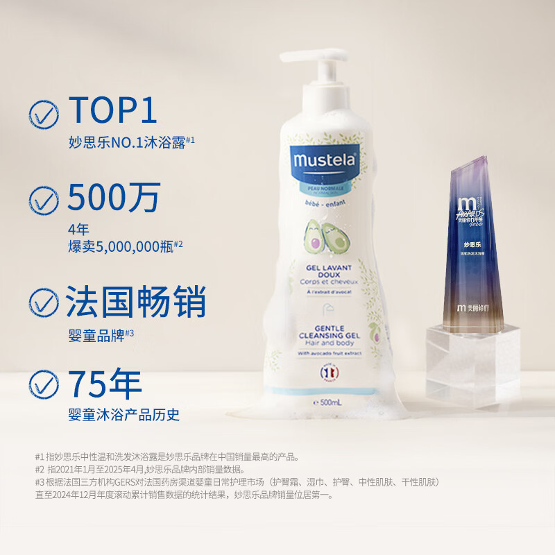 妙思乐儿童中性温和洗发水沐浴露二合一 婴幼儿新生宝宝易冲洗法国进口 【洗沐二合一】洗发沐浴露 500ml