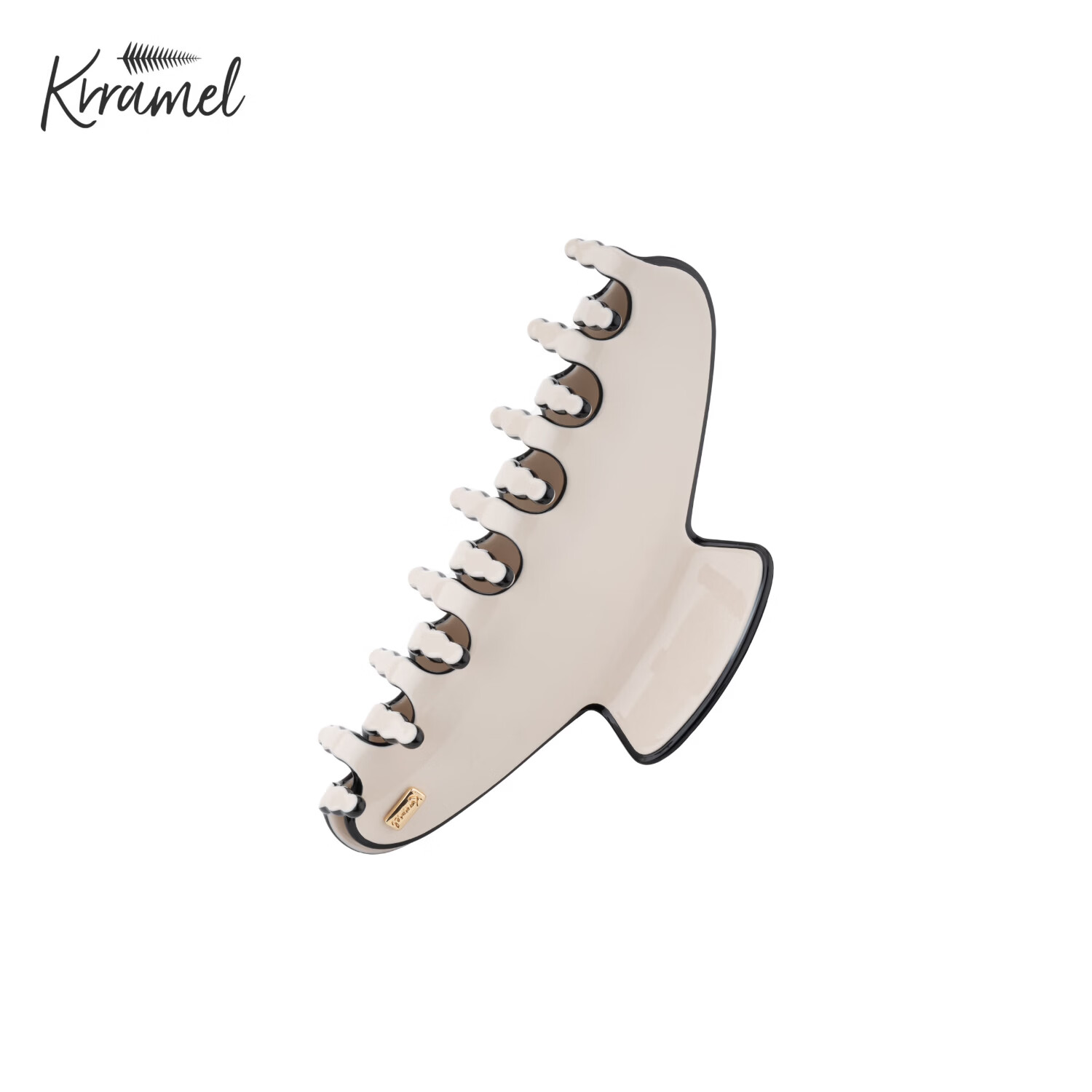 KRRAMEL2026新款固发器女醋酸抓夹鲨鱼固发后脑勺盘发高级感礼盒装梳子 米白色