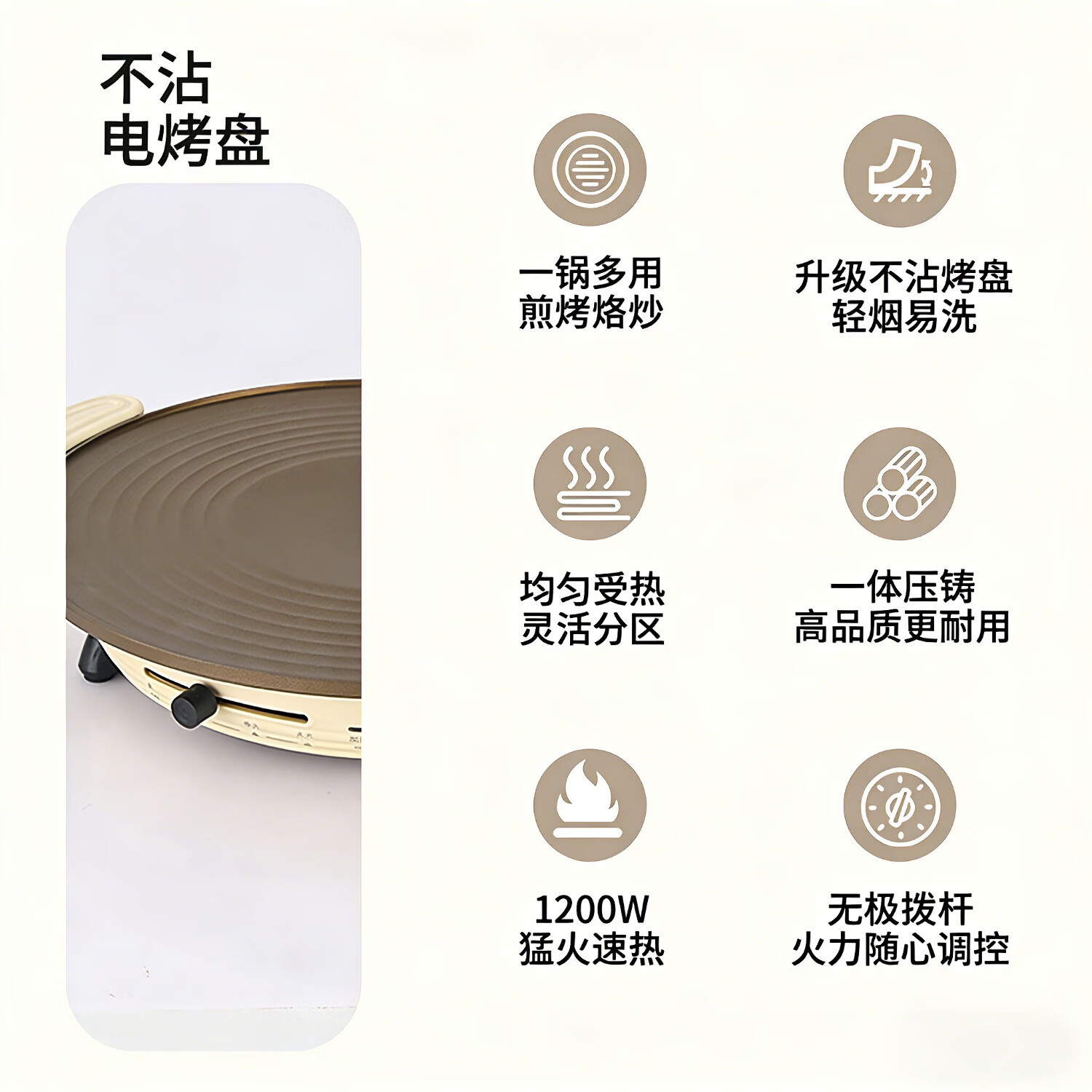 德高千禧新款-钛金电烧烤盘无烟不粘锅烤肉盘韩式烤肉盘家庭烤肉烤鱼盘 新升级钛金电烤盘38CM  6-8人 1层