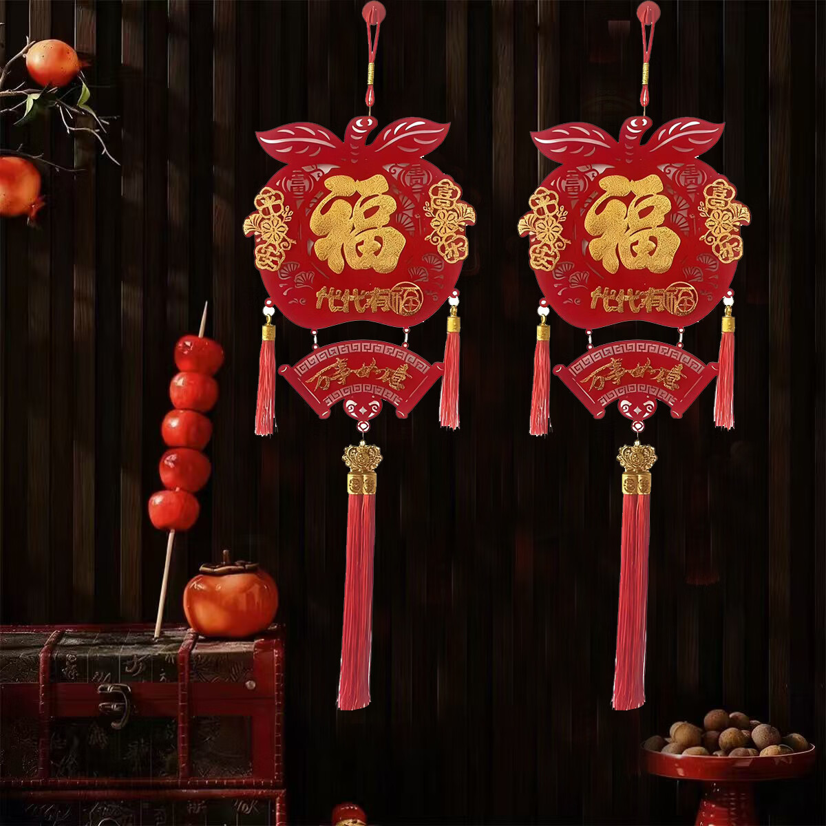 德尔.默克（Delmerk）对联2026马年春联点胶磁吸块过年福字挂件门贴布置装饰新年礼物 马到成功+新春大吉+新年快乐【各一套】