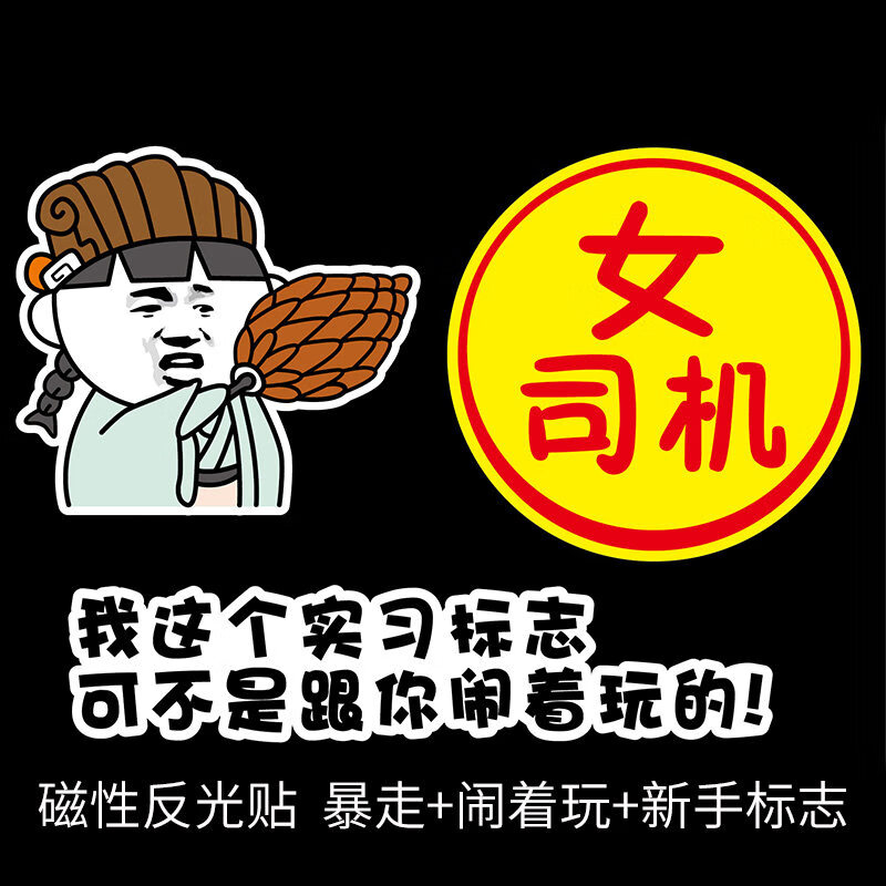 搞笑创意文字装饰个性反光强磁性汽车贴纸 磁性-羽扇 闹着玩 女司机