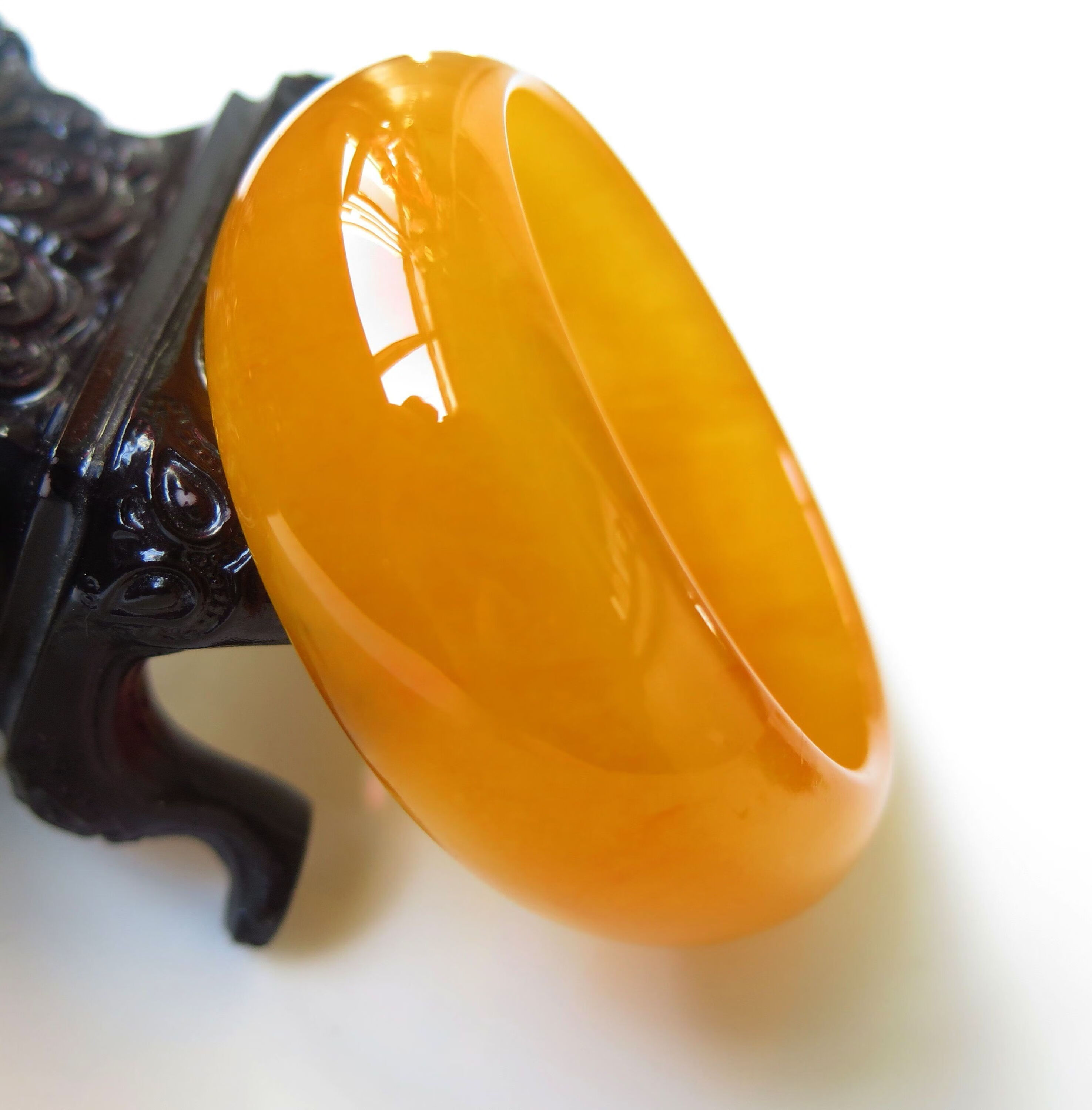 山头林村黄玉手镯 新疆黄玉金丝玉戈壁玉鸡油黄加宽加厚 女款玉镯子sn