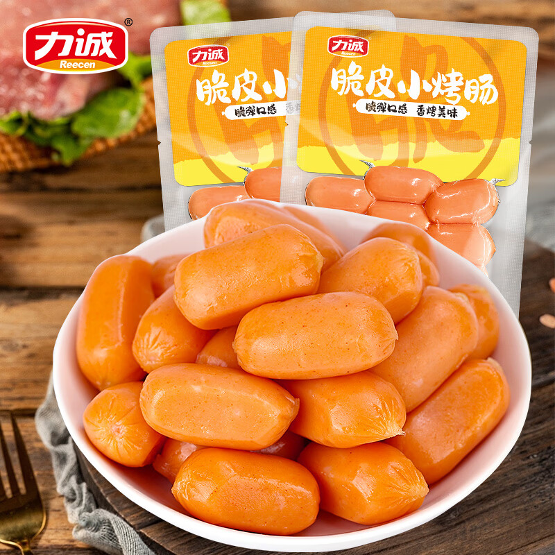 力诚（Reecen）深海鱼竹轮海洋健康零食鱼肉小吃休闲即食健康烤肠 脆皮小烤肠66g*12袋