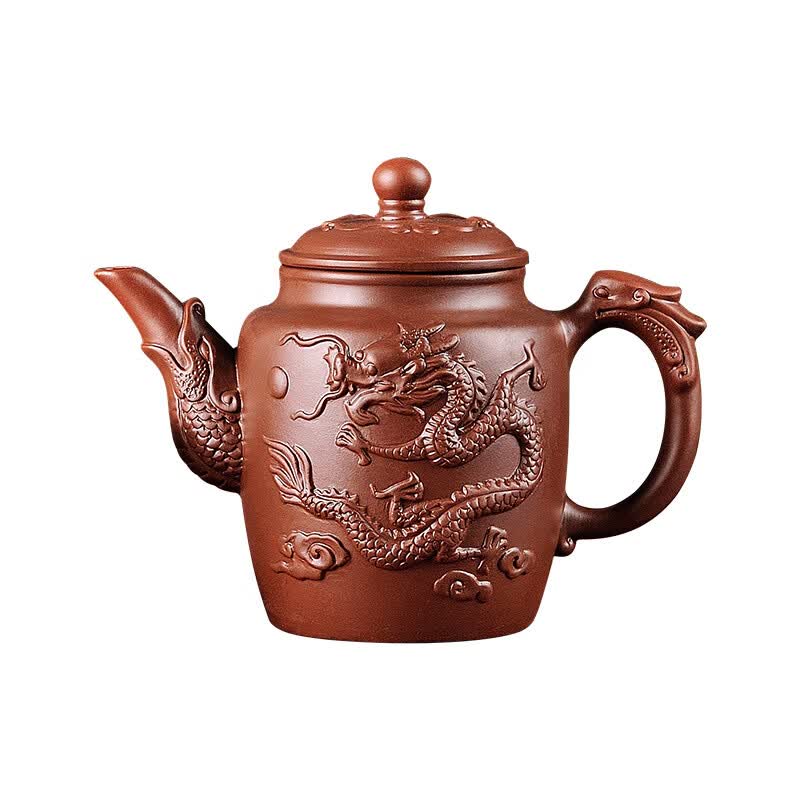 【厂家直销】宜兴紫砂壶不锈钢过滤泡茶器家用大容量茶碗杯套装功 双龙夺宝壶（带滤网棕色