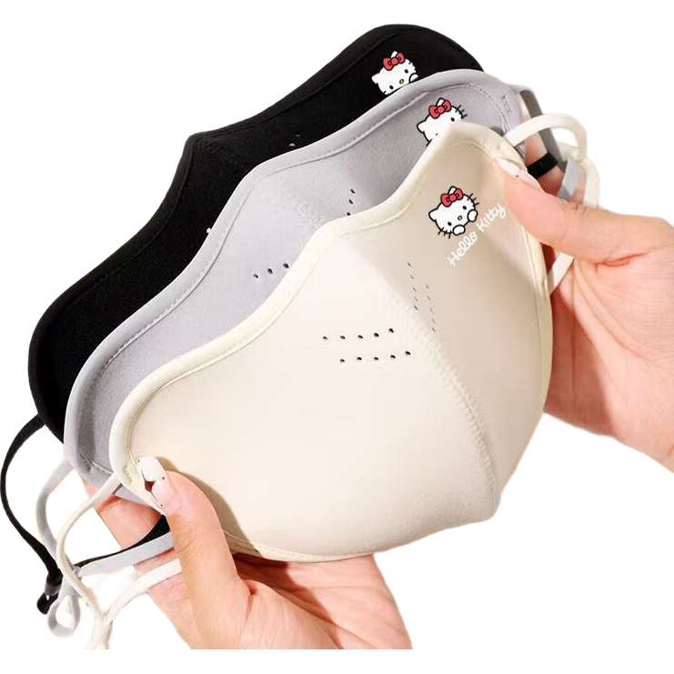 骑行滑雪防风口罩防寒保暖面罩秋冬季HelloKitty女生可爱印花加厚 双层澳绒印花口罩【灰色】单个装
