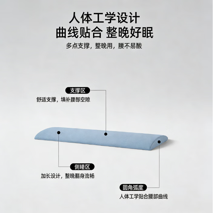AILUKI日本腰枕睡觉专用腰垫护腰睡垫腰部神器垫脚枕垫腿枕静脉曲张膝盖 【腰枕】低薄款冰丝-深灰色