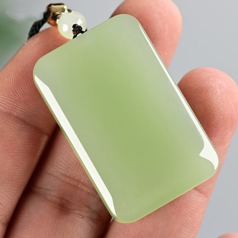 和田玉平安无事牌男女玉器礼物吊坠湖水绿首饰挂件护身符珠宝玉佩 大款(50mm30mm)