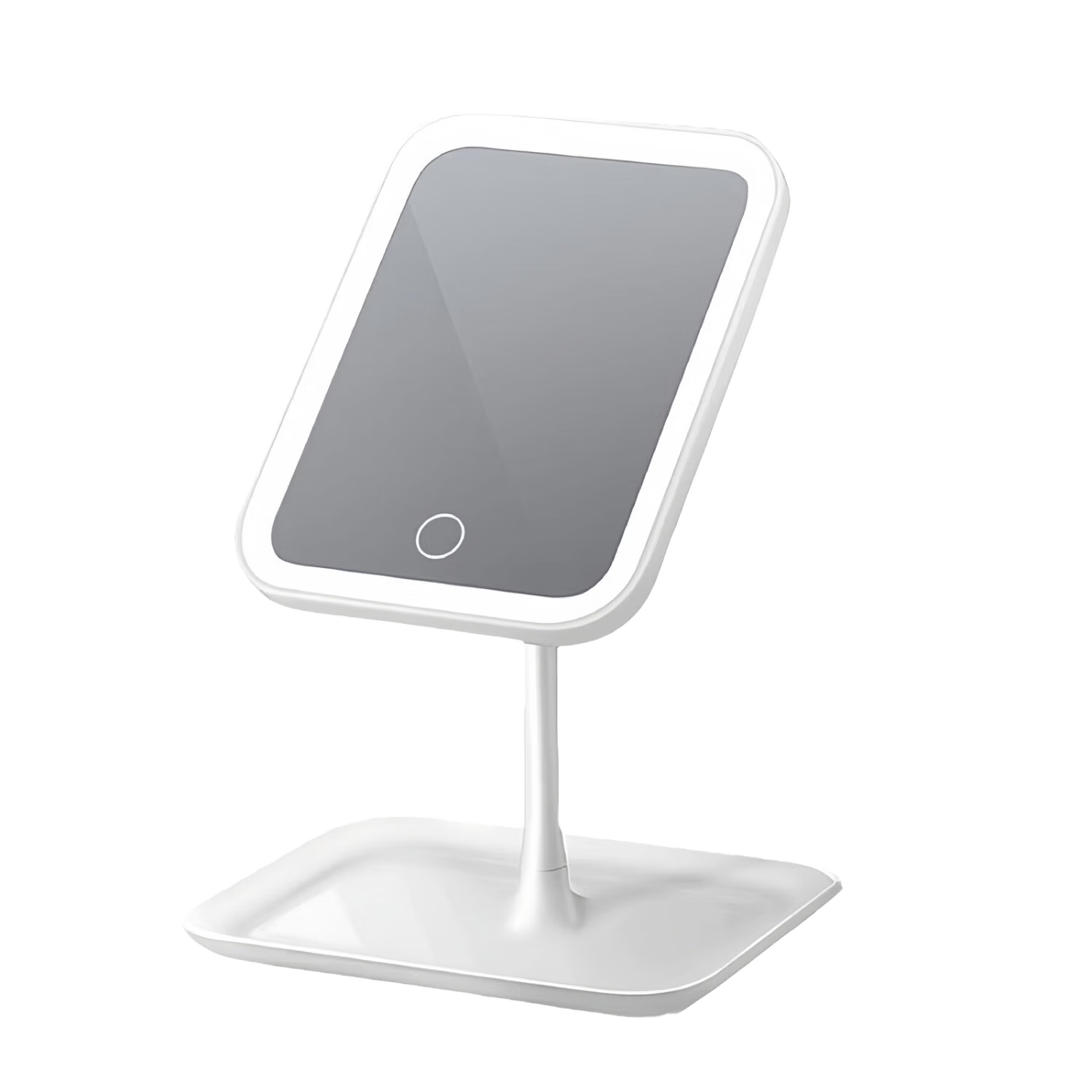 LED美妆镜化妆补光镜台式镜子智能 带灯卧室桌台面美容补光三八节礼物送女友 米白色led化妆镜