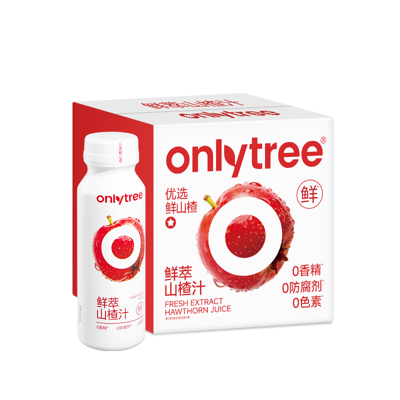 only tree山楂汁NFC果汁饮料解腻开胃消食送礼聚餐原果直榨0添加245ml*6瓶