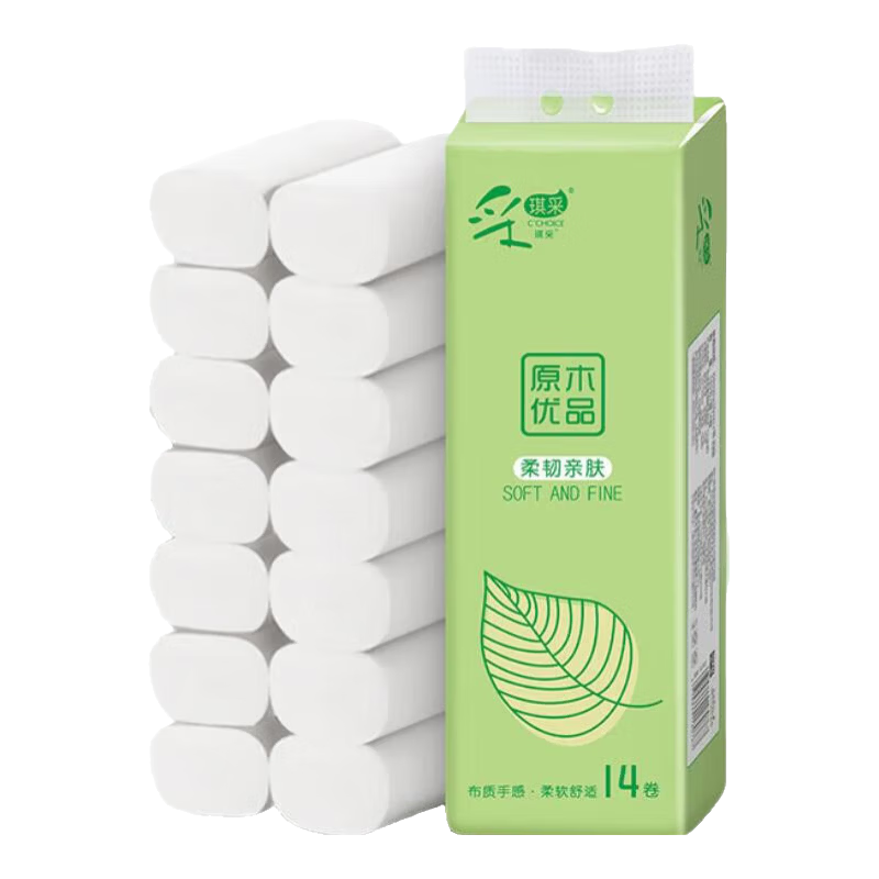 原木优品无芯卷纸四层*14卷/提加厚卷筒纸实芯卷纸更耐用卫生纸巾 14卷*1提