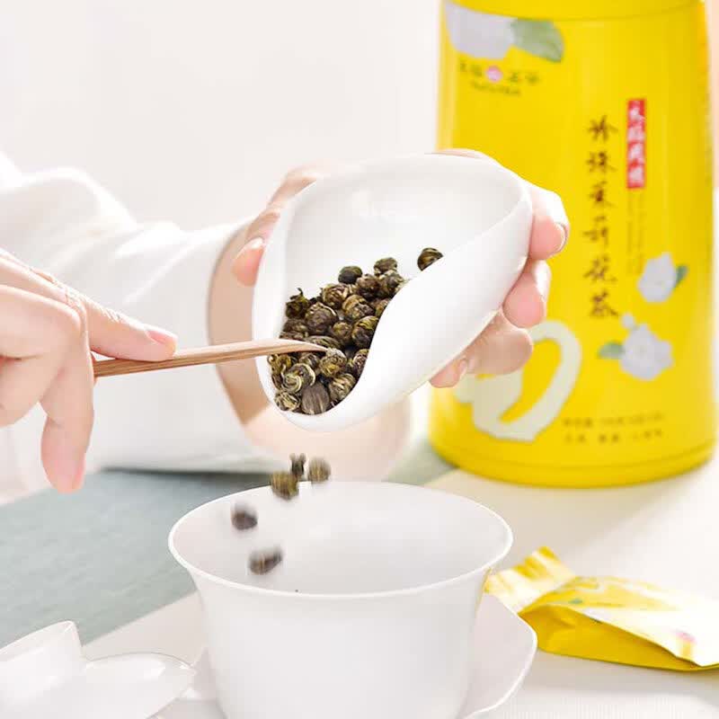 天福茗茶（TenFu’s TEA）茉莉花茶珍珠 广西鲜花窨制花草茶 工艺茶罐装