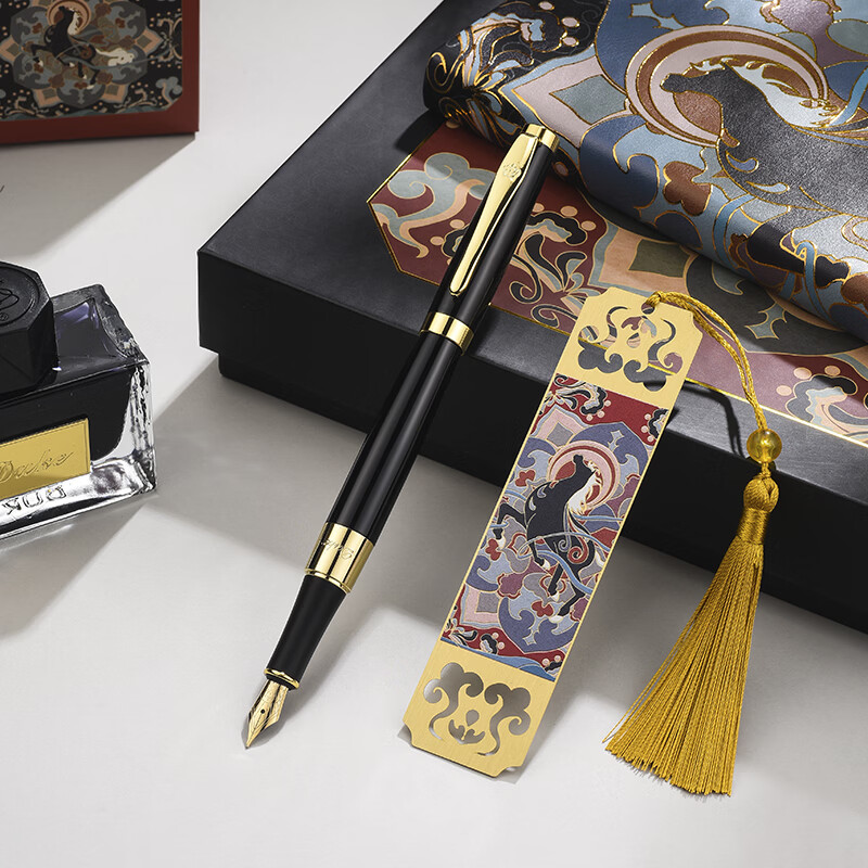 DUKE公爵2026马踏祥云套装红色5气氛款铱金笔钢笔墨水笔自用书写送人自用书写顺滑可用墨囊 天马赐福（敦煌黑色）