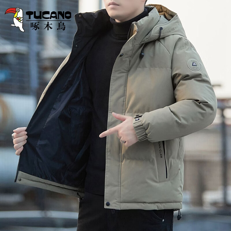 啄木鸟（TUCANO）棉衣外套男秋冬季新款加厚保暖棉袄上衣男装休闲百搭连帽棉服男士 黑（加厚） M （重90-110斤高158-168）