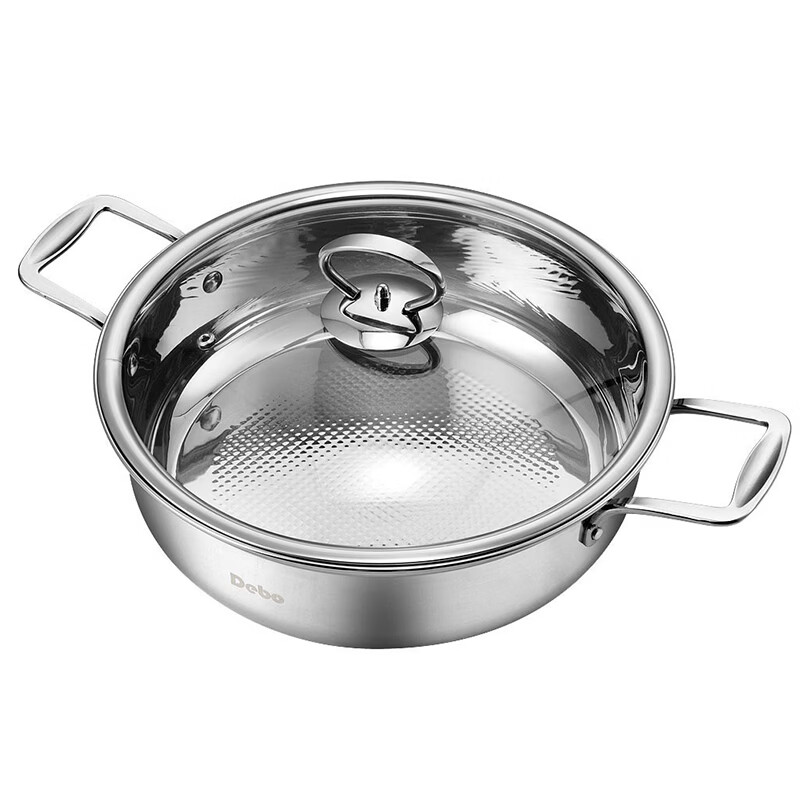 Debo德铂不锈钢汤煎锅加厚复底易清洗家用少油烟不挑灶