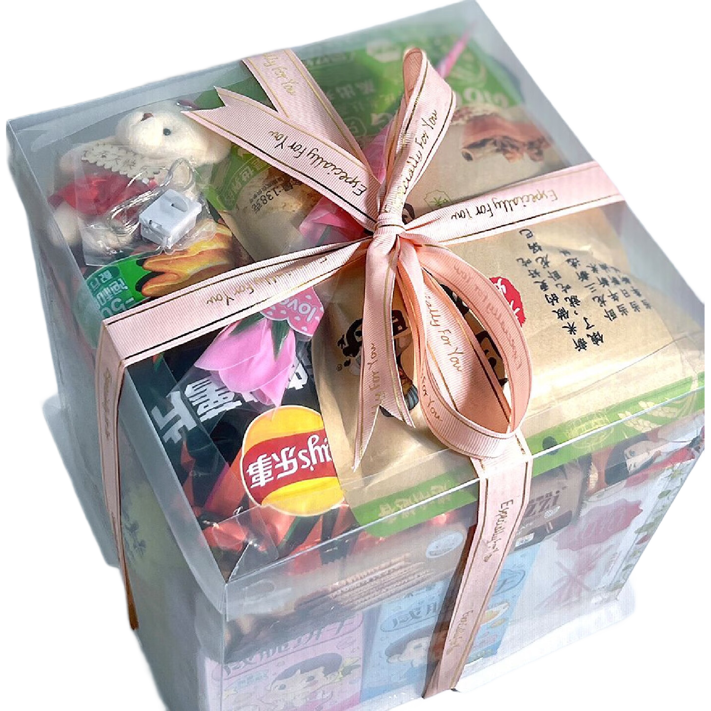 樂事零食大禮包一箱超大巨型送女友兒童生日禮物休閑食品透 8寸透明禮盒+零食