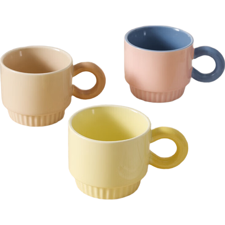 叠叠陶瓷马克杯水杯办公室咖啡杯生日礼物毕业伴手礼礼品 颜色随机单杯350ML1个